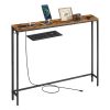 Slim console table with power outlet and hook