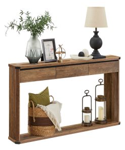Narrow Entryway Table with 3 Drawers. Bottom Shelf