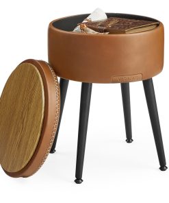 EKHO Collection - Round Storage Ottoman with Steel Legs