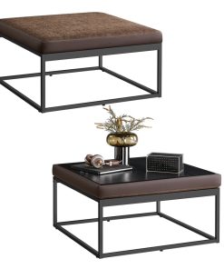 LUIZ Collection - Square Ottoman Footstool with Reversible Top