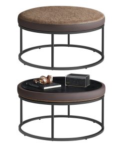 LUIZ Collection - Round Ottoman with Padded Seat