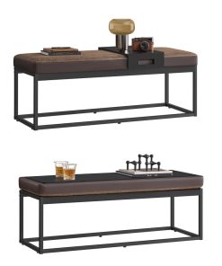 LUIZ Collection - Ottoman Bench with Small Shelf