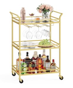 Small Bar Cart with 3-Tier Shelf