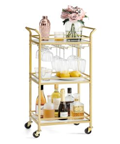Small Bar Cart with 3-Tier Shelf