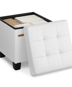 Faux leather cube storage ottoman with legs