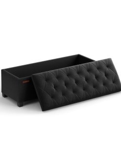 Storage Ottoman Bench. Linen-Look Fabric