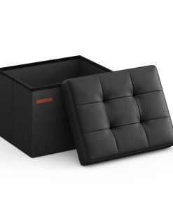 Folding Storage Ottoman Bench. Synthetic Leather