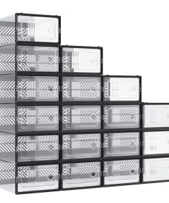 Stackable foldable shoe storage boxes for everyday footwear