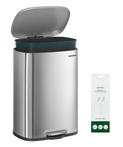 Soft close stainless steel trash can for kitchen