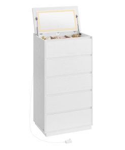 VASAGLE 5-Drawer Dresser with Vanity Mirror and Lights