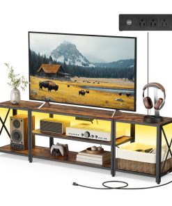 TV Stand with Power Outlets and LED Lights