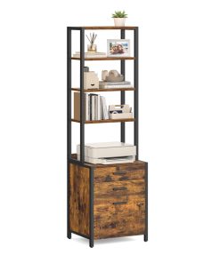 File Cabinet with Height-Adjustable Open Shelves