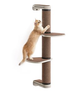 Wall-Mounted Cat Scratching Post with 2 Perches