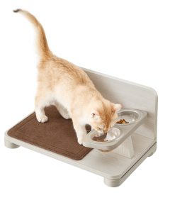 Wall-Mounted Cat Food Station with Elevated Bowls