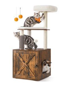 Litter Box Enclosure with Scratching Mat