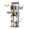 69-Inch Tall Cat Tower with 2 Caves