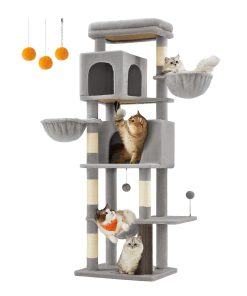 69-Inch Tall Cat Tower with 2 Caves