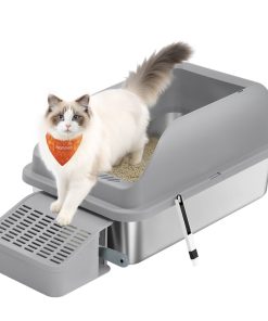 Feandrea Stainless Steel Cat Litter Box with Open Top