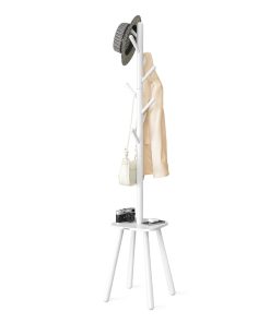 Hall Coat Tree with 8 Hooks and Storage Shelf
