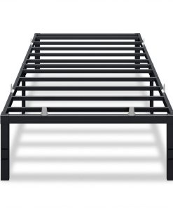 Heavy duty metal bed frame with underbed storage