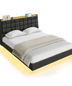 Floating Bed Frame with LED Lights