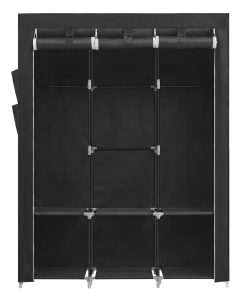 Portable wardrobe closet organizer with cover for bedroom storage
